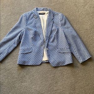 Blue and white patterned blazer